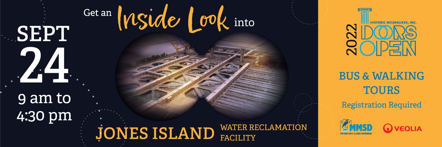 jones island water reclamation doors open graphic