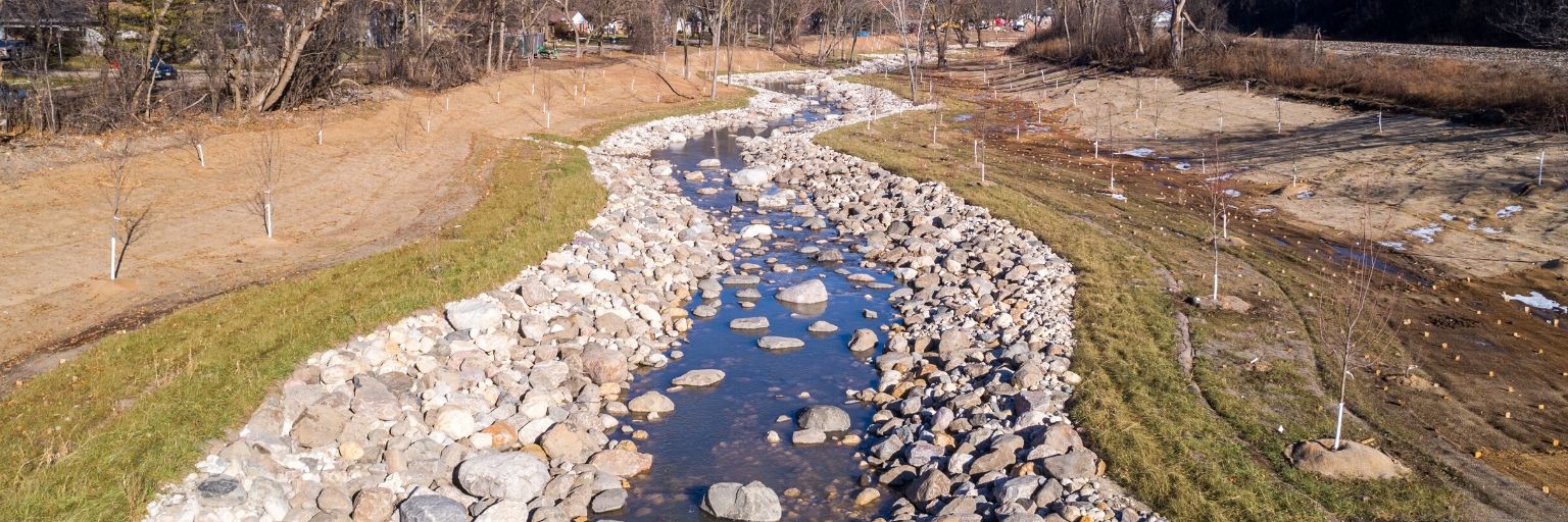 MMSD removed 4,400 linear feet of concrete channel to return Underwood Creek to a more naturalized state, reducing flood risks, improving public safety, and restoring habitats.