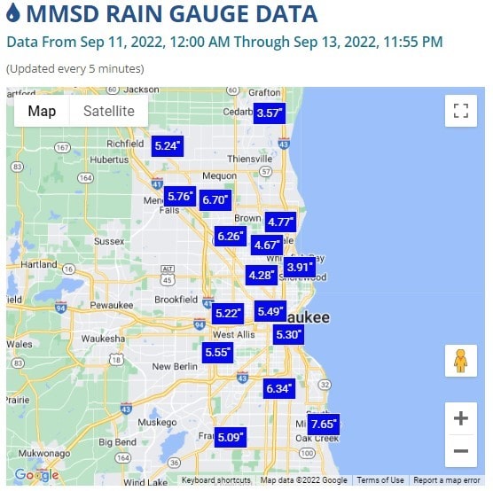 rain gauge data from 9.12.2022 in milwaukee