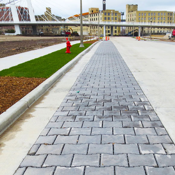 porous pavement along the side of the road