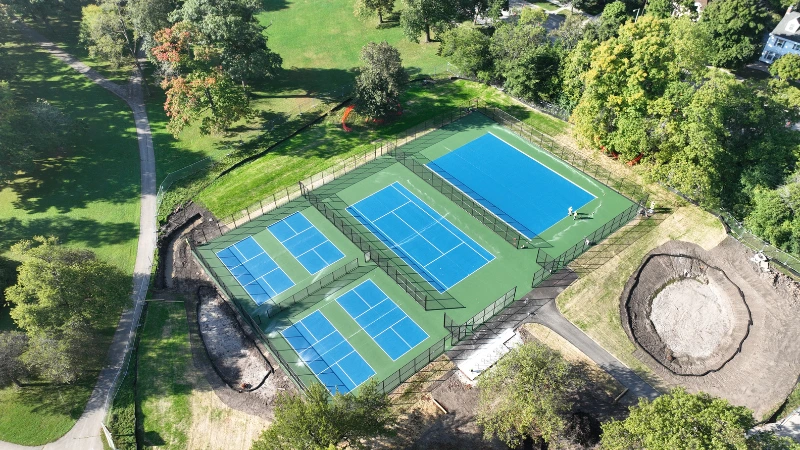 drone image of jackson park sport courts in milwaukee