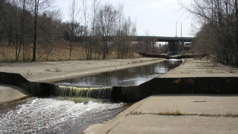 concrete lined river channel in milwaukee