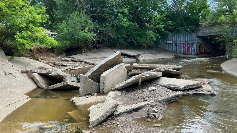 honey creek damaged concrete