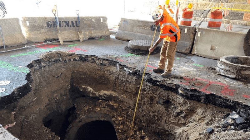 sinkhole on north riverboat road