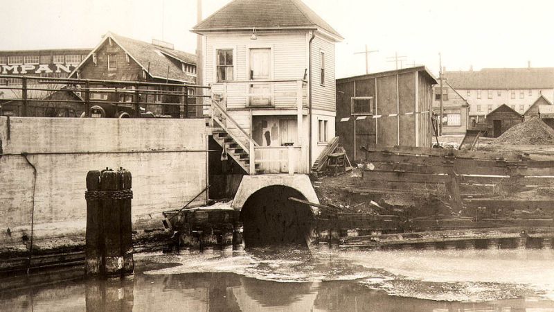 combined sewer outlow on Becher Street