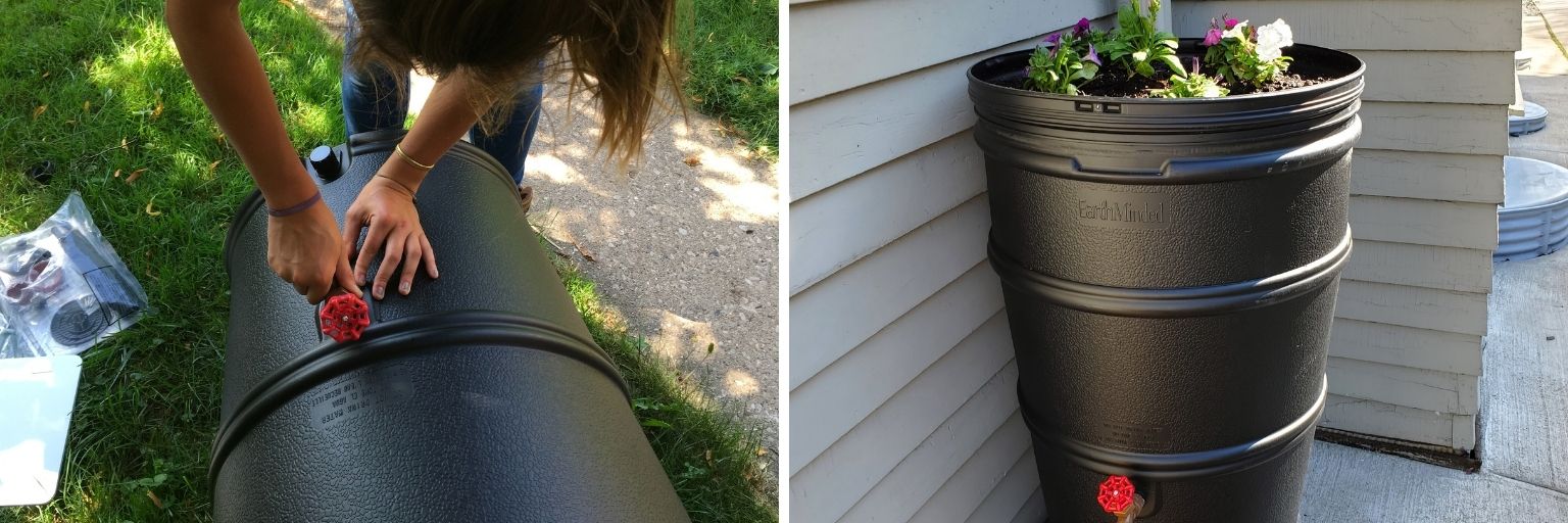 Rain Barrels being installed