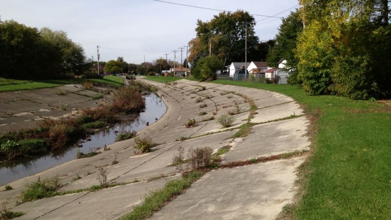 Wilson Park Creek Channel Looking West Toward South 5th Street