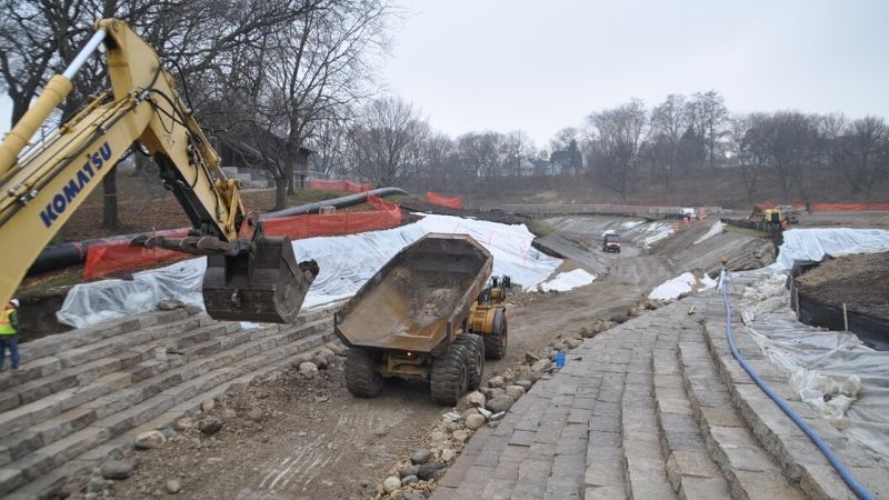 Pulaski Park Concrete Removal During