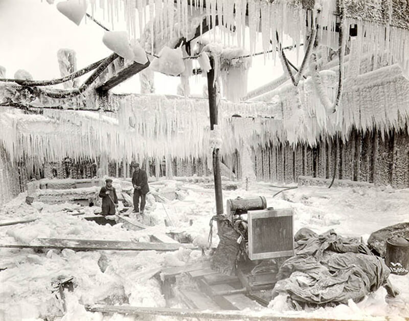 Jones Island covered in snow and ice