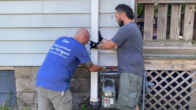 downspout install on a home