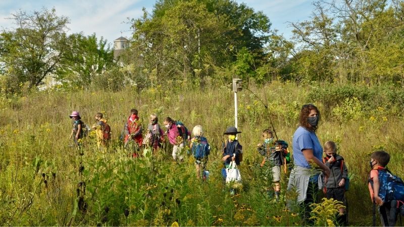 children walking at Riveredge Nature Center