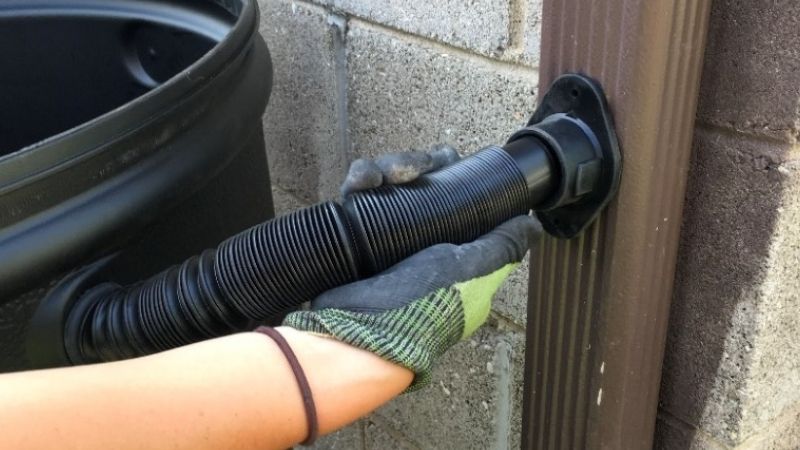 Attach MMSD barrel to downspout