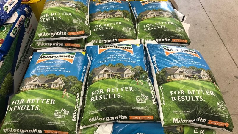 stack of milorganite bags