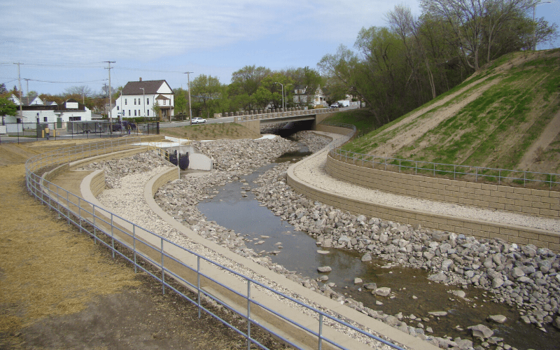 Kinnickinnic River 6th street to Chase after concrete removal