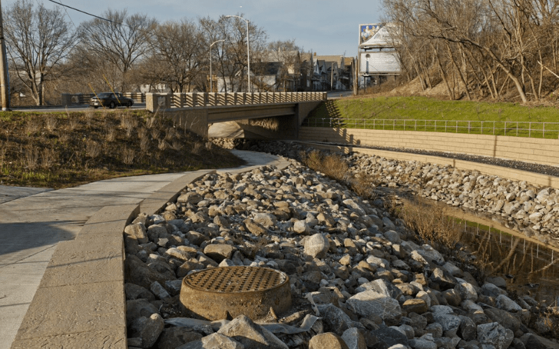 Kinnickinnic River at S. 6th street after the concrete removal