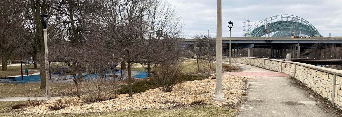 walking path along miller park in valley park