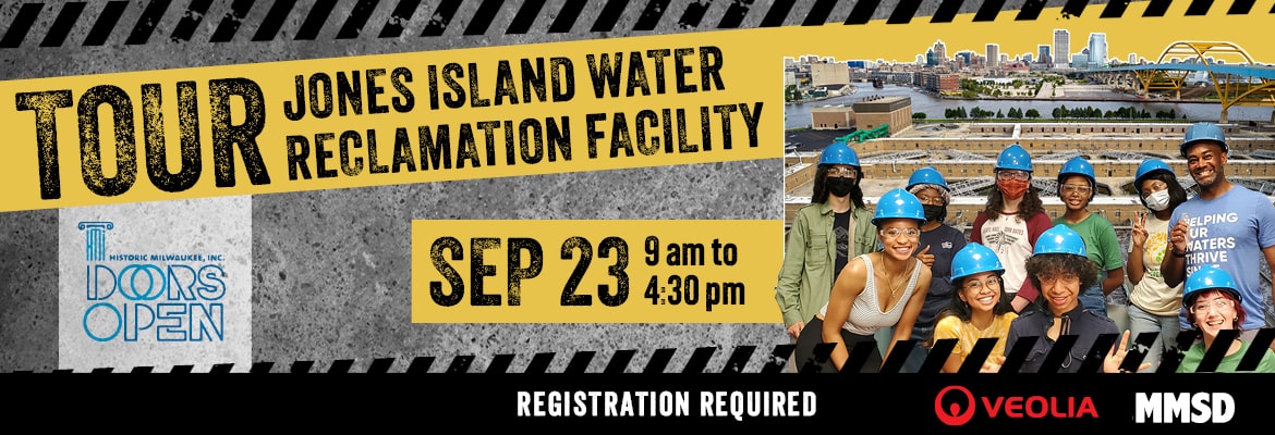 jones island water reclamation doors open graphic