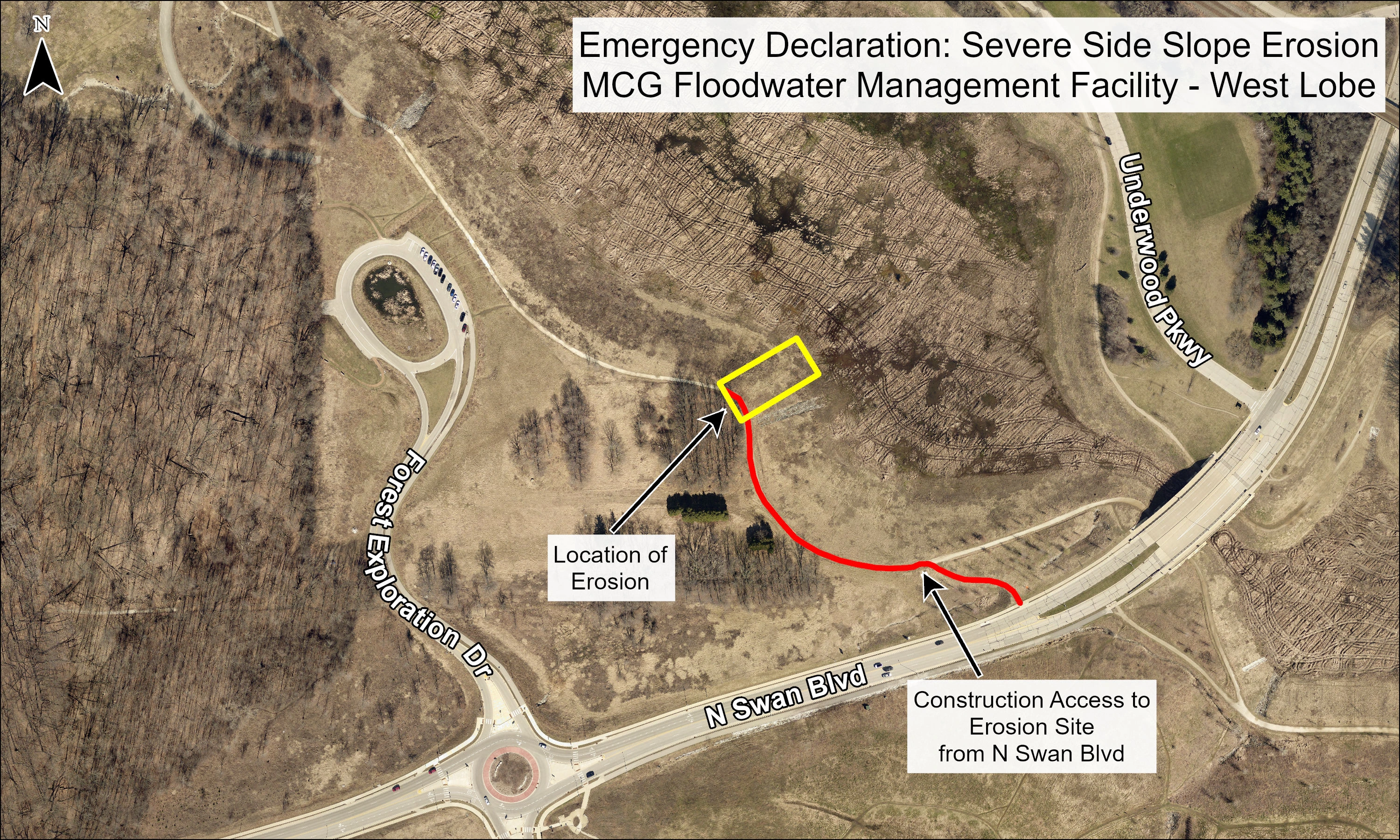construction map for county ground trail closure