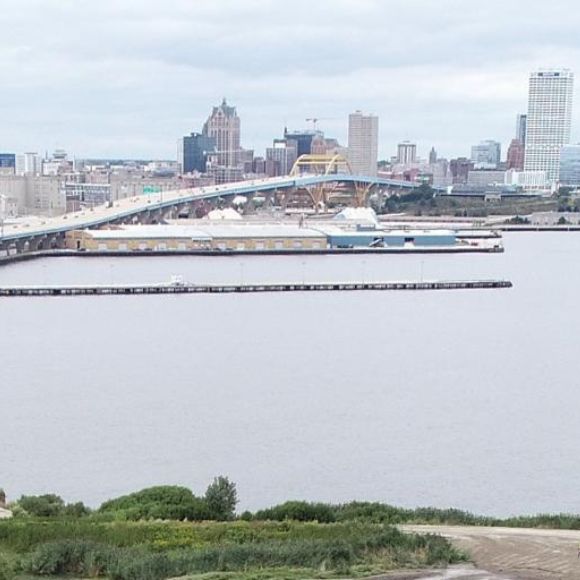 A view of downtown Milwaukee and Lake Michigan