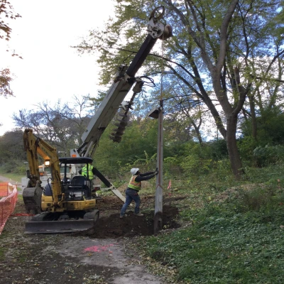 construction crew working on side of road